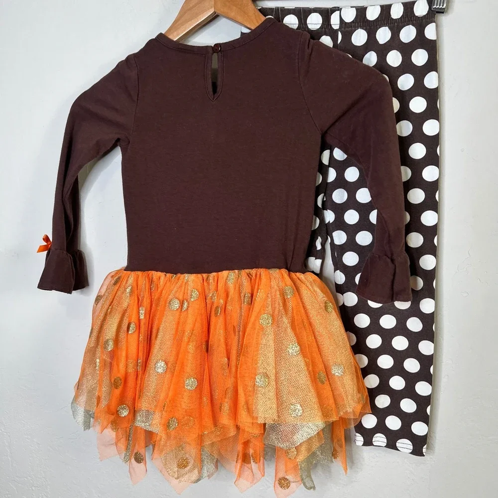 Emily Rose Girls Prettiest‎ Pumpkin Patch Tutu Dress Leggings Set Thanksgiving 5